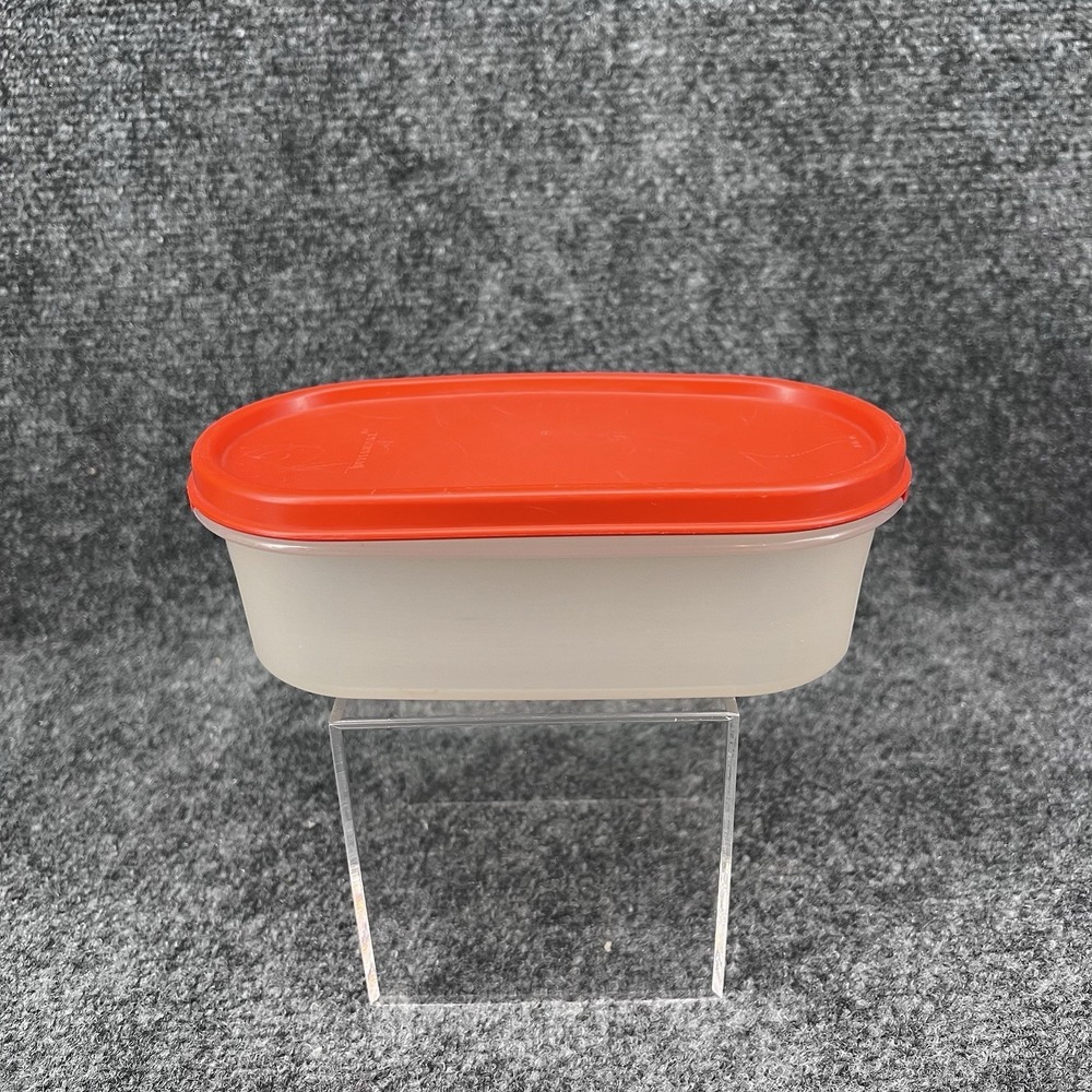 Vintage Tupperware Sheer 2 cup 1611 & Red Lid 1616 Modular Mates Container #1